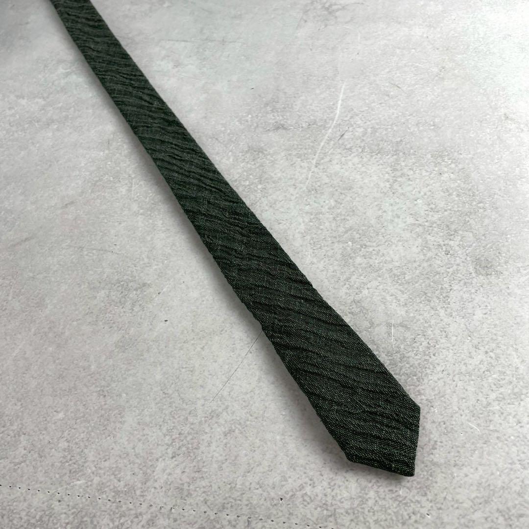 ISSEY MIYAKE MEN Pleated Silk Tie Green Size ONE SIZE