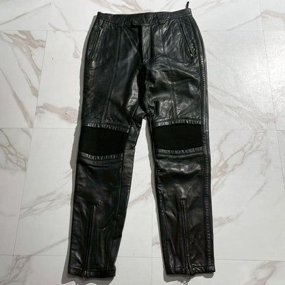 ISSEY MIYAKE MEN 96AW Lamb Leather Biker Pants Black Size 34