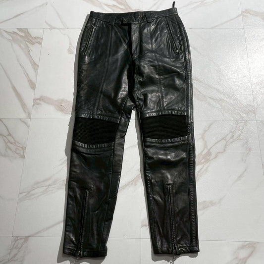 ISSEY MIYAKE MEN 96AW Lamb Leather Biker Pants Black Size 34
