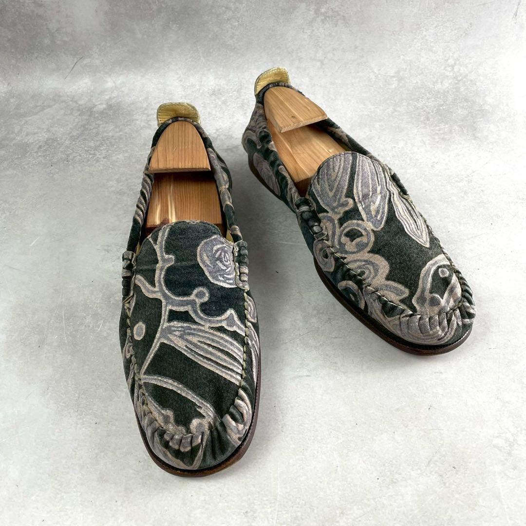 ISSEY MIYAKE MEN Archive Floral Suede Loafers Green