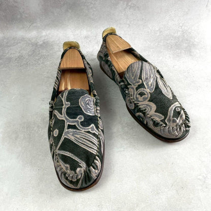 ISSEY MIYAKE MEN Archive Floral Suede Loafers Green