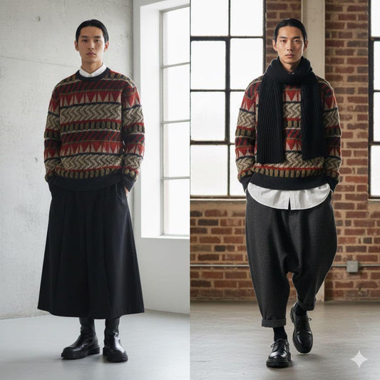 ISSEY MIYAKE 80s Brush Tag 3D Colorful Wool Knit Size L