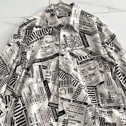 marquee club shirt Newspaper Print Long Sleeve Shirt Size XL