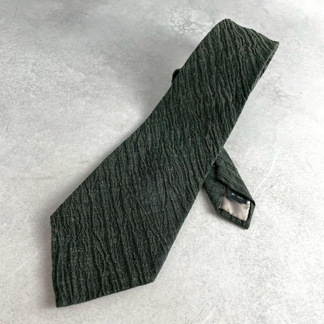ISSEY MIYAKE MEN Pleated Silk Tie Green Size ONE SIZE