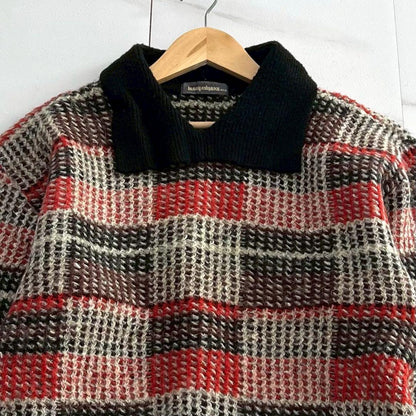 ISSEY MIYAKE MEN 80s Brush Tag Check Wool Knit Size L