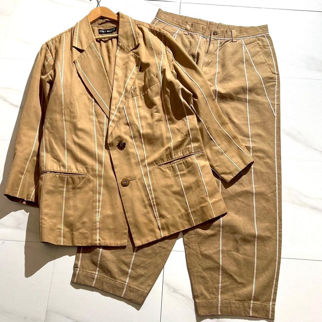 ISSEY MIYAKE MEN 95SS Selvedge Cotton Suit Set Beige Size L