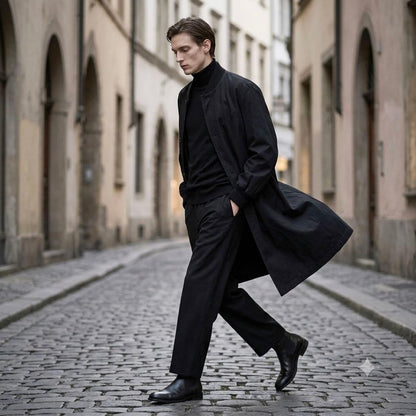 Yohji Yamamoto 86AW Rib Collar Cotton Long Coat Black Size L