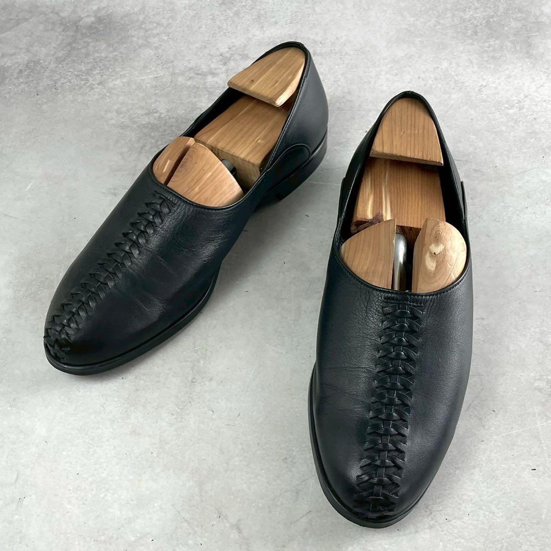 ISSEY MIYAKE MEN 90s Vintage Braided Leather Slip-On Black