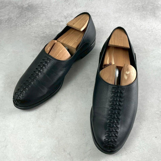 ISSEY MIYAKE MEN 90s Vintage Braided Leather Slip-On Black