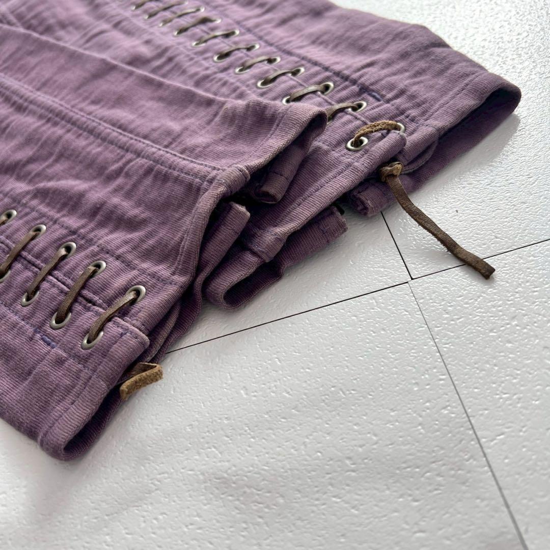 ISSEY MIYAKE MEN 05AW Leather Lace-Up Pants Purple Size XL