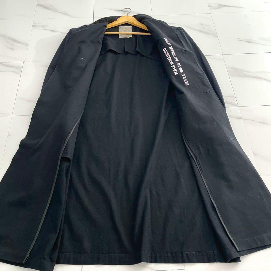Yohji Yamamoto 86AW Rib Collar Cotton Long Coat Black Size L