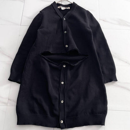 COMME des GARCONS 19SS Frayed Knit Cardigan Coat Navy Size M