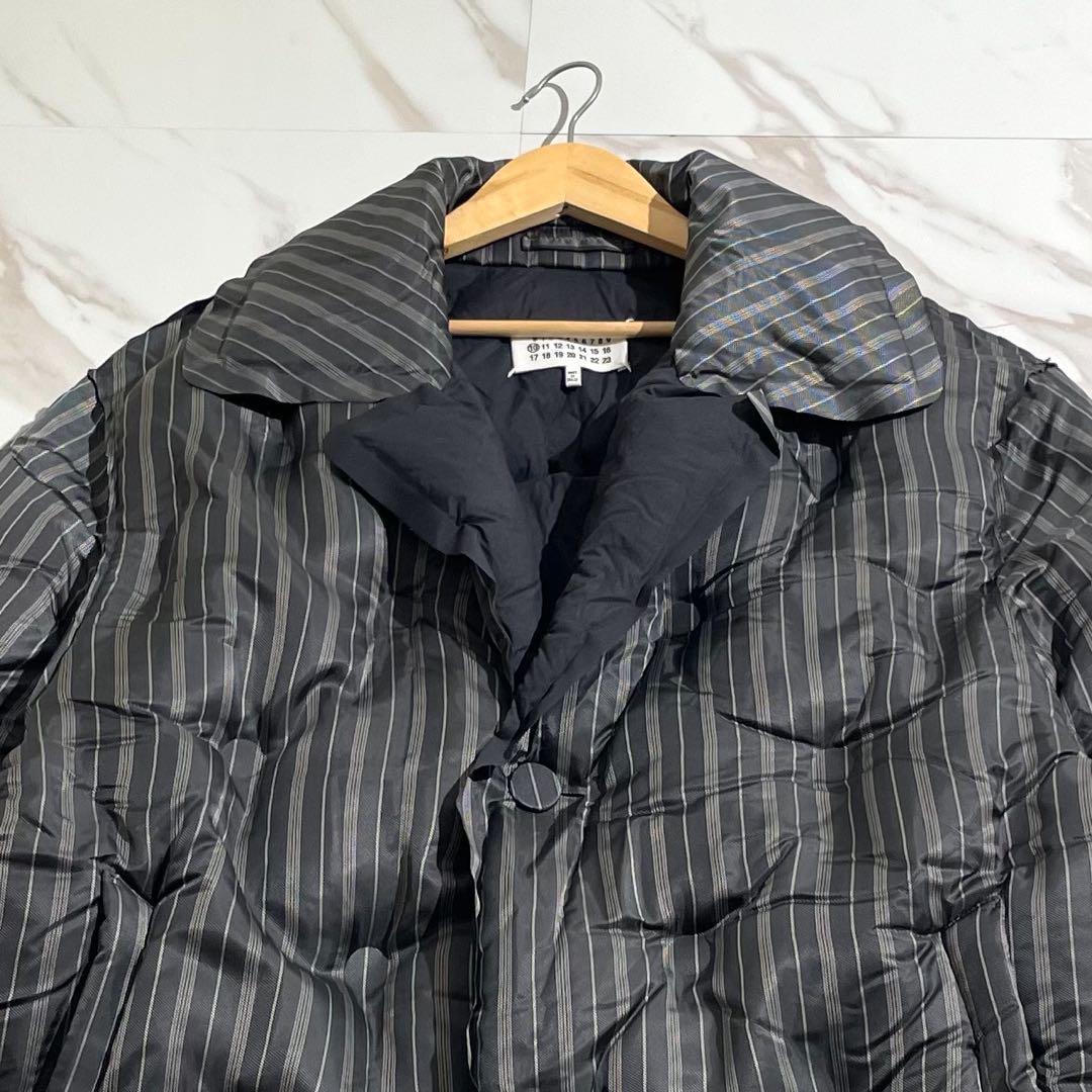 Maison Margiela Glam Slam Striped Down Jacket Gray Size L
