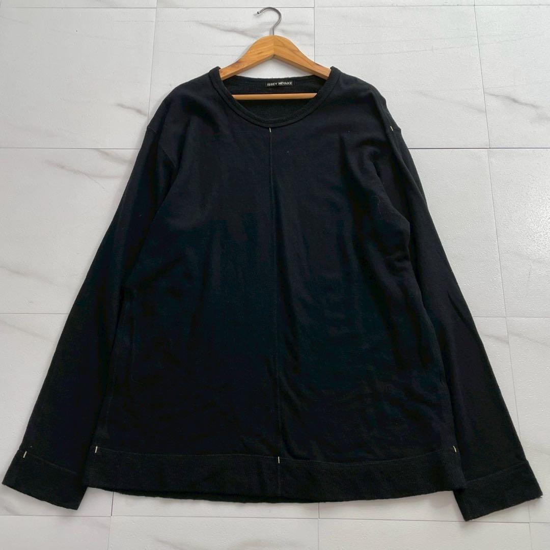 ISSEY MIYAKE MEN 03AW White Stitch Cotton Knit Black Size XL