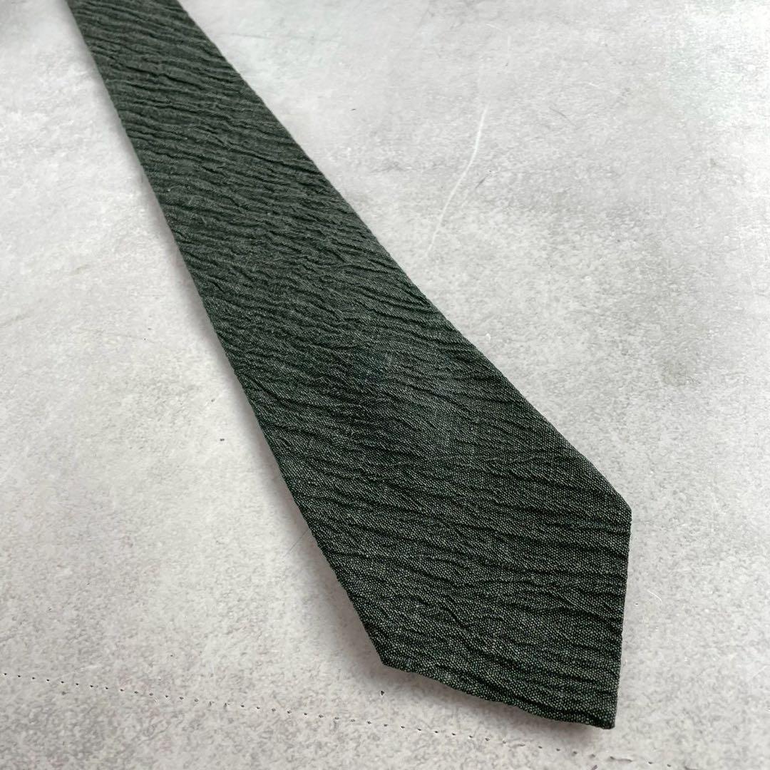 ISSEY MIYAKE MEN Pleated Silk Tie Green Size ONE SIZE