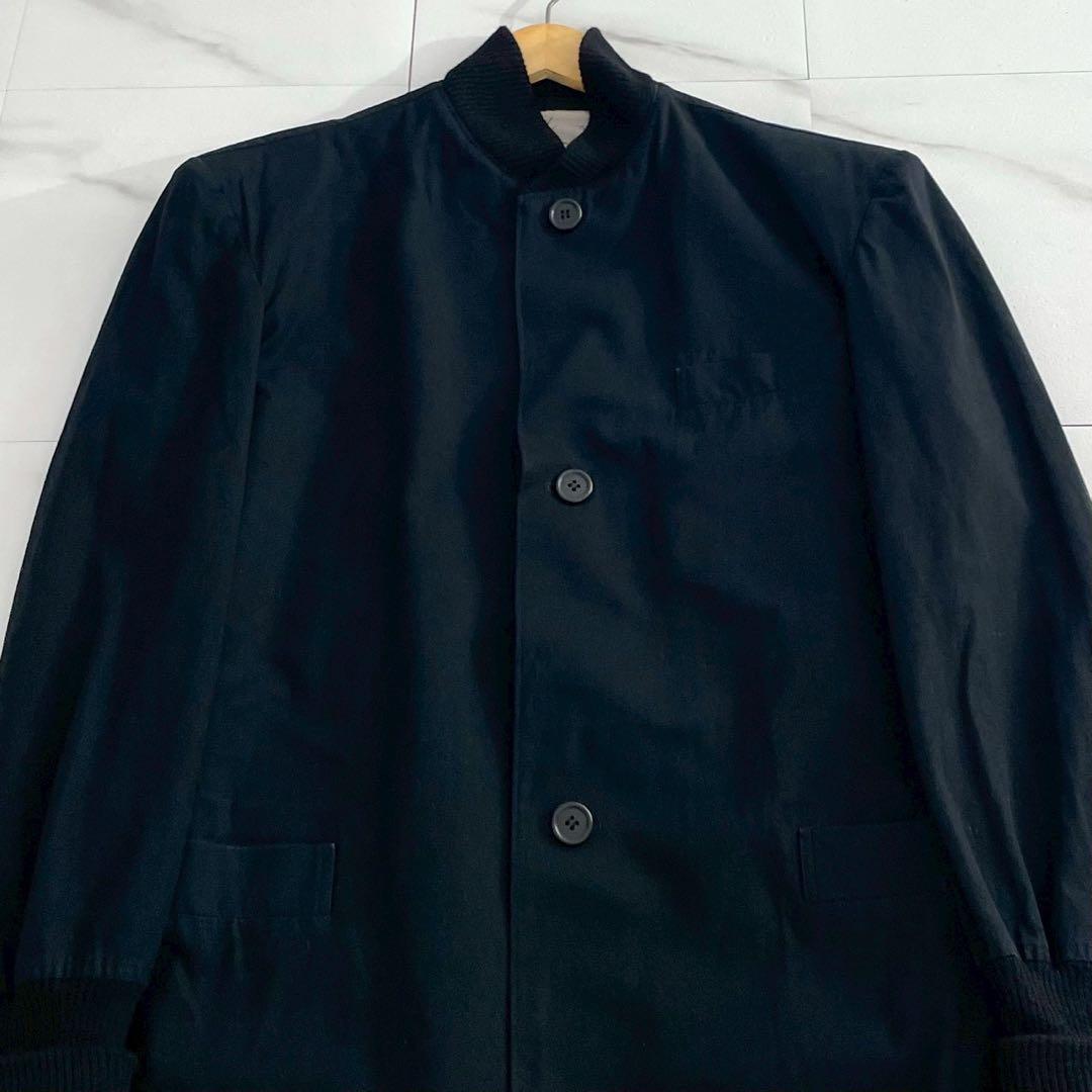 Yohji Yamamoto 86AW Rib Collar Cotton Long Coat Black Size L