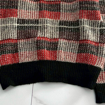 ISSEY MIYAKE MEN 80s Brush Tag Check Wool Knit Size L