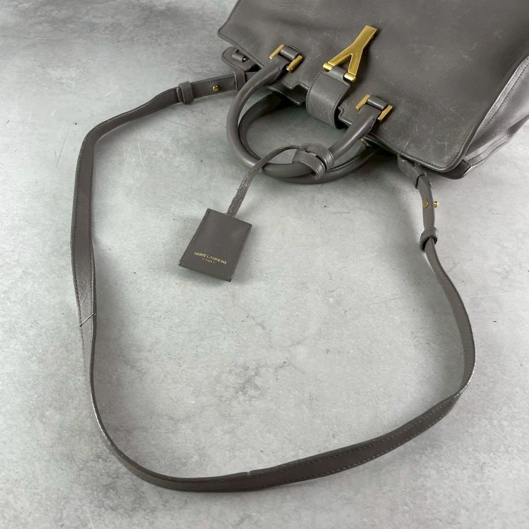 SAINT LAURENT PARIS Petite Cabas Bag Gray Size ONE SIZE