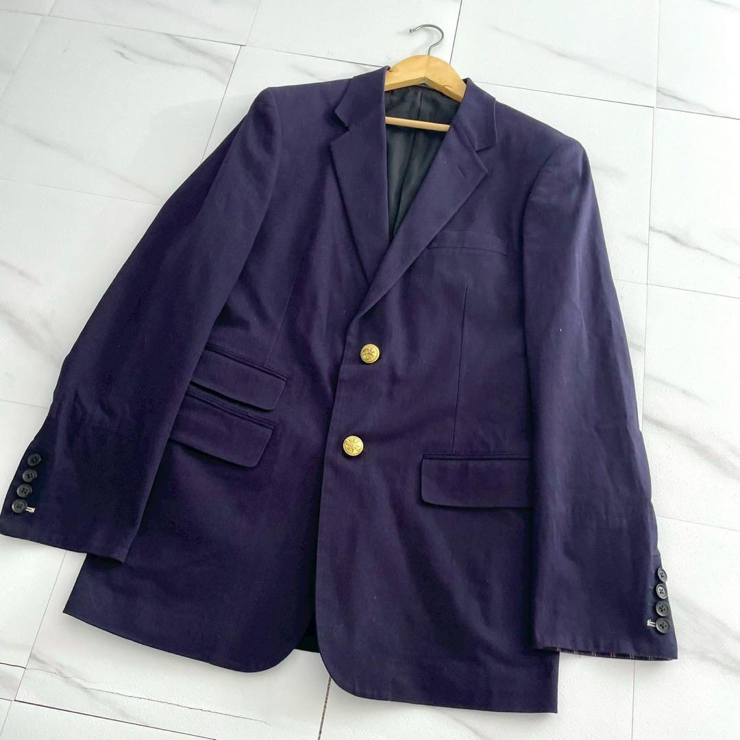 Yohji Yamamoto PH 12SS Gold Button Cotton Blazer Navy Size L