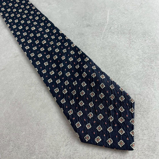 ISSEY MIYAKE MEN Pleated Patterned Silk Tie Size ONE SIZE