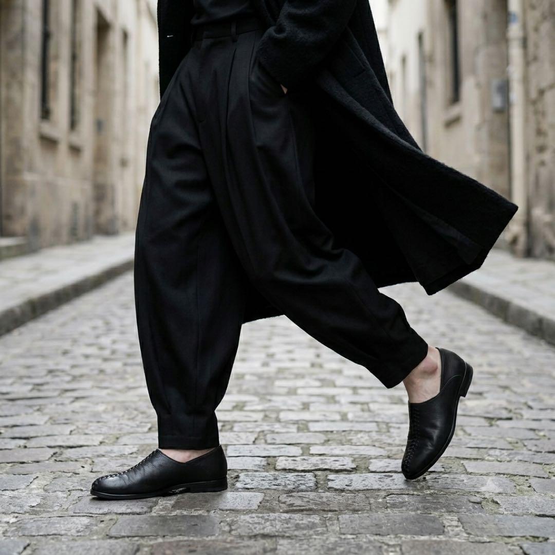 ISSEY MIYAKE MEN 90s Vintage Braided Leather Slip-On Black