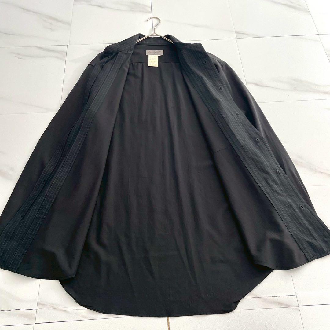 Yohji Yamamoto PH 00s Pleated Silk Wool Shirt Black Size XL