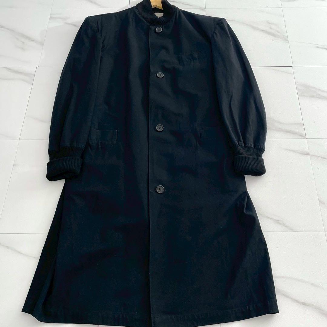 Yohji Yamamoto 86AW Rib Collar Cotton Long Coat Black Size L
