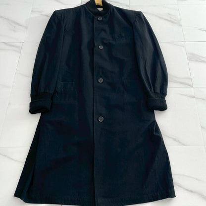 Yohji Yamamoto 86AW Rib Collar Cotton Long Coat Black Size L