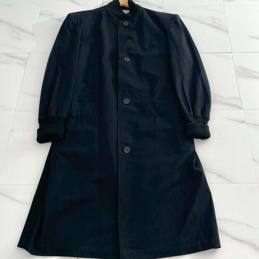 Yohji Yamamoto 86AW Rib Collar Cotton Long Coat Black Size L