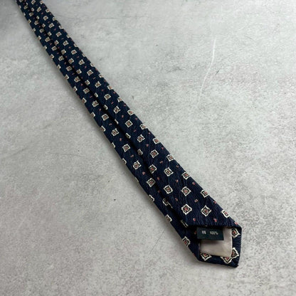 ISSEY MIYAKE MEN Pleated Patterned Silk Tie Size ONE SIZE