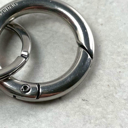 BALENCIAGA Typo Metal Logo Keyring Silver Size ONE SIZE