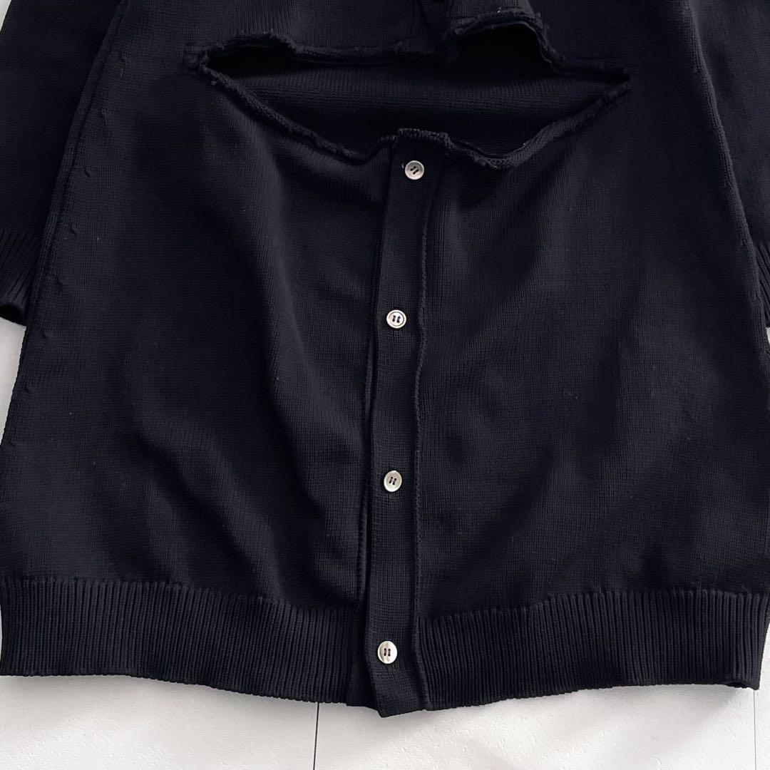 COMME des GARCONS 19SS Frayed Knit Cardigan Coat Navy Size M