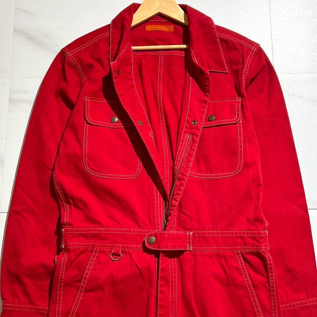 ISSEY MIYAKE MEN Cotton Long Sleeve Overalls Red Size L