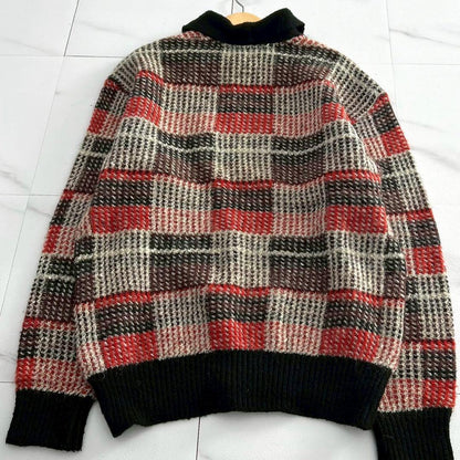 ISSEY MIYAKE MEN 80s Brush Tag Check Wool Knit Size L