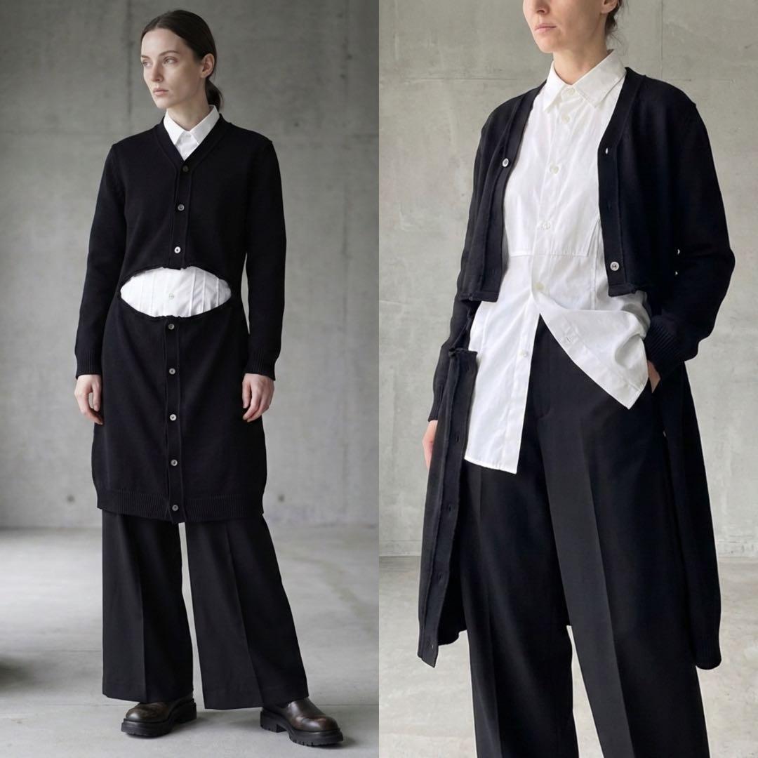 COMME des GARCONS 19SS Frayed Knit Cardigan Coat Navy Size M