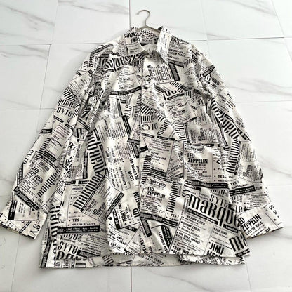 marquee club shirt Newspaper Print Long Sleeve Shirt Size XL