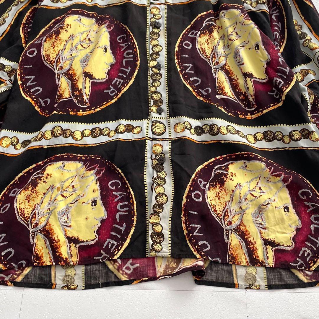 Jean Paul Gaultier Vintage Coin Logo Rayon Shirt Size L