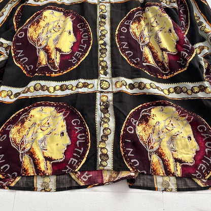 Jean Paul Gaultier Vintage Coin Logo Rayon Shirt Size L