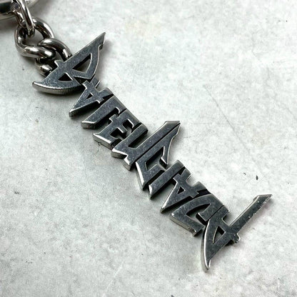 BALENCIAGA Typo Metal Logo Keyring Silver Size ONE SIZE