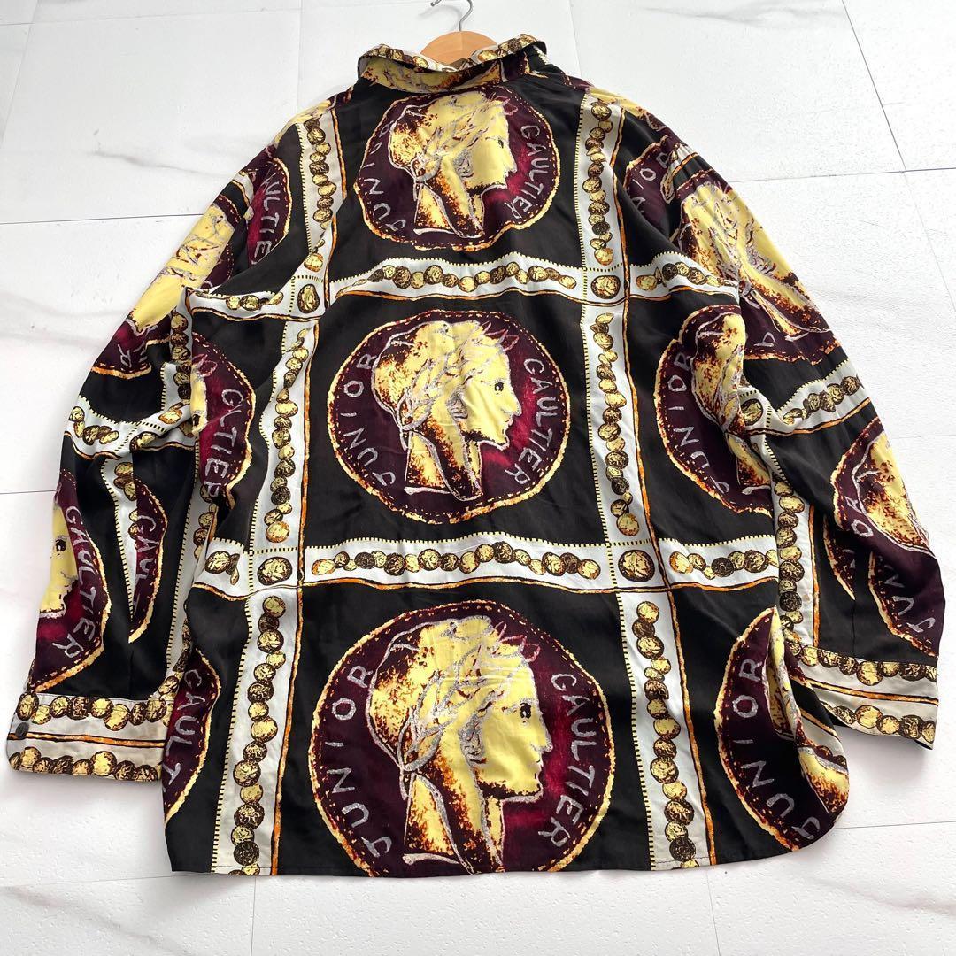 Jean Paul Gaultier Vintage Coin Logo Rayon Shirt Size L