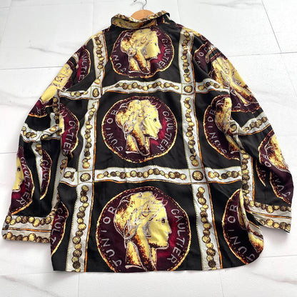 Jean Paul Gaultier Vintage Coin Logo Rayon Shirt Size L