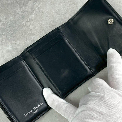 MAISON MARGIELA Leather Trifold Wallet Black Size ONE SIZE