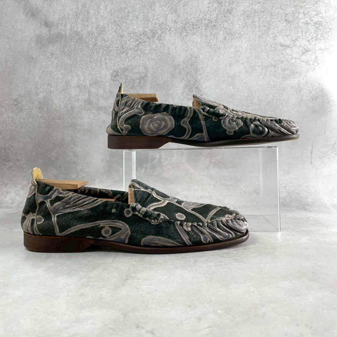 ISSEY MIYAKE MEN Archive Floral Suede Loafers Green