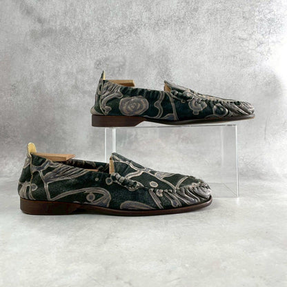 ISSEY MIYAKE MEN Archive Floral Suede Loafers Green