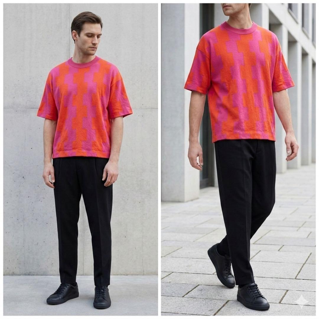 ISSEY MIYAKE MEN 92SS Knit Panel Cotton T-Shirt Size L