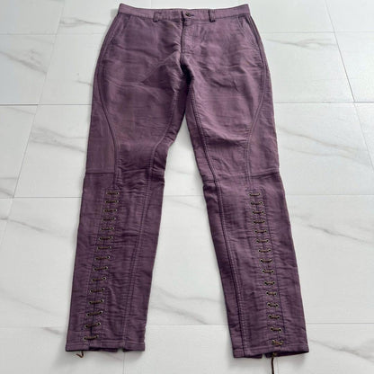 ISSEY MIYAKE MEN 05AW Leather Lace-Up Pants Purple Size XL