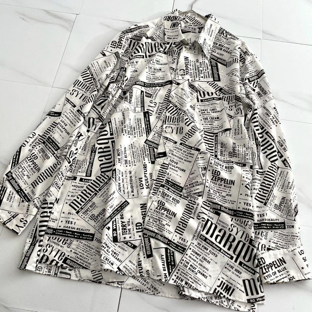 marquee club shirt Newspaper Print Long Sleeve Shirt Size XL