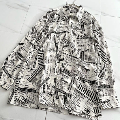 marquee club shirt Newspaper Print Long Sleeve Shirt Size XL