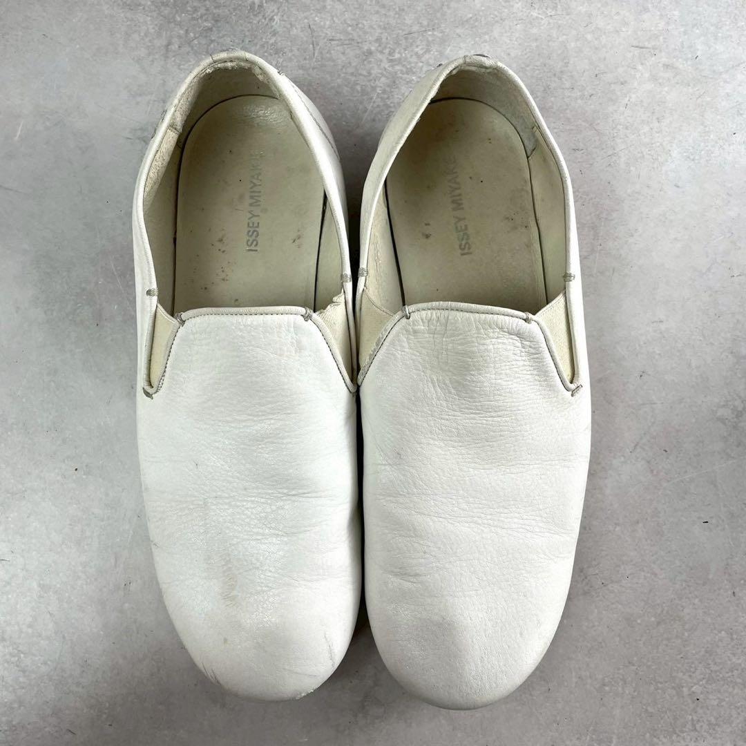 ISSEY MIYAKE MEN 2005SS Leather Slip-On Shoes White Size 8
