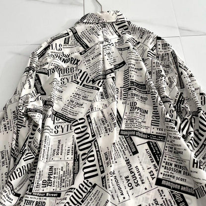 marquee club shirt Newspaper Print Long Sleeve Shirt Size XL